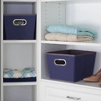 Household Essentials Fabric Tapered Storage Bin (2 pc, Small, Navy)