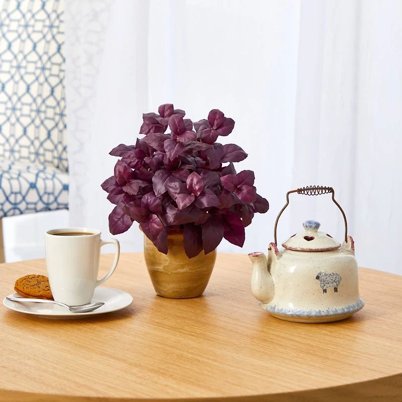 12" Basil Plant in Ceramic Planter