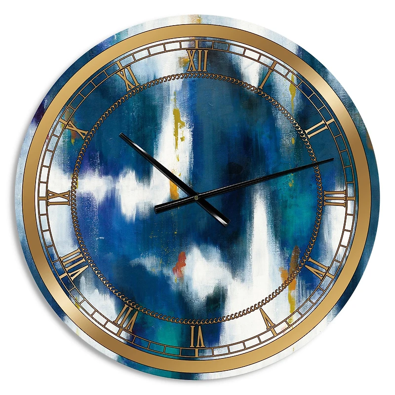 Designart 'Blue Glam Texture Ii Glam Wall Clock