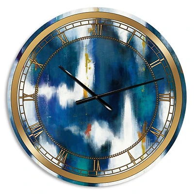 Designart 'Blue Glam Texture Ii Glam Wall Clock