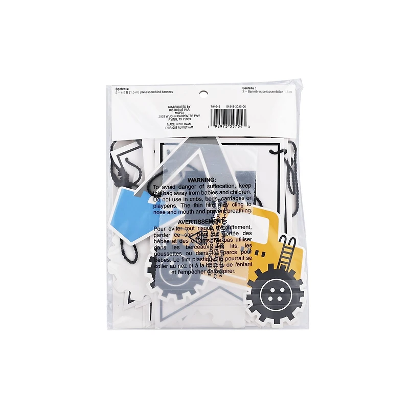 5ft. White Happy Birthday Construction Banner Set by Celebrate It™