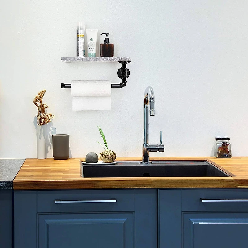 Paper Towel Holder with Shelf Industrial Pipe