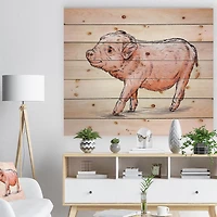 Designart - Happy Pig Portrait in Brush Painting