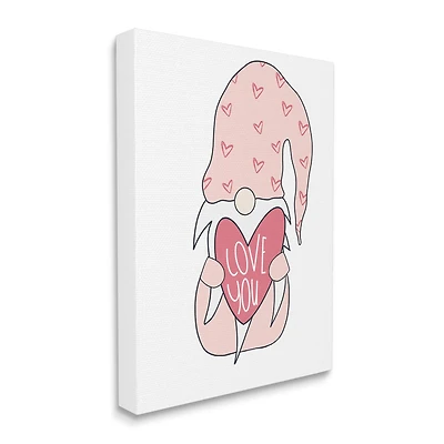 Stupell Industries Cute Pink Gnome Love You Sentiment Big Heart Canvas Wall Art