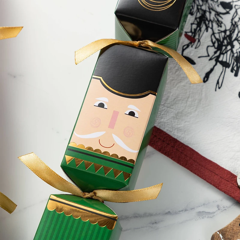 Glitzhome® 8PK 2"D x 12"H Nutcracker Christmas Party Crackers with Gift Contents