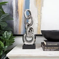 17" Silver Ceramic Abstract Stacked Chain Link Sculpture
