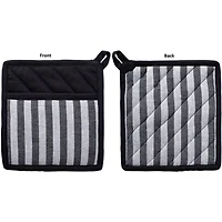 DII® Black & White Striped Oven Mitt & Potholder Set