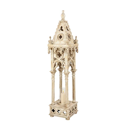 4.5ft. White Wood Vintage Candle Holder Lantern
