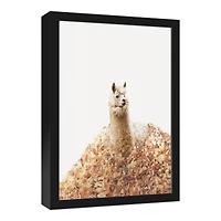 Leafy Llama Pile Black Framed Canvas