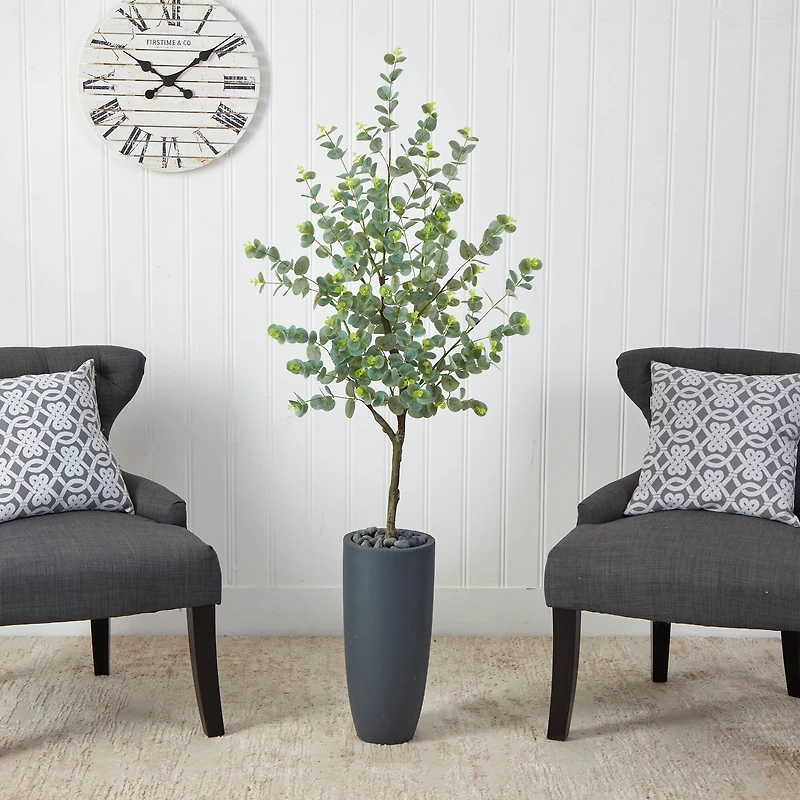 5ft. Eucalyptus Artificial Tree in Gray Planter