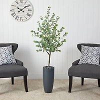 5ft. Eucalyptus Artificial Tree in Gray Planter