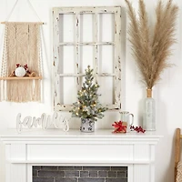 2ft. Pre-Lit Flocked Artificial Christmas Tree in Decorative Birch Bark Planter, LED Lights