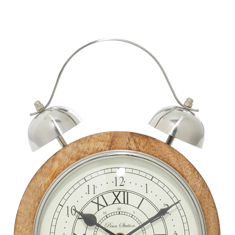 The Novogratz 10" Brown Mango Wood & Aluminum Clock