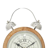 The Novogratz 10" Brown Mango Wood & Aluminum Clock