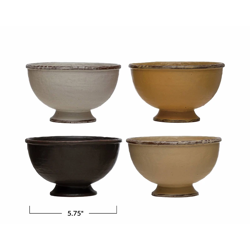 Hello Honey® 6" Reactive Glaze Stoneware Footed Bowl Set