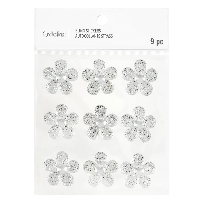 12 Packs: 9 ct. (108 total) Clear Sugar Stone Flower Stickers by Recollections™
