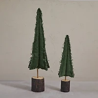 Hello Honey® Green Raw-Edged Corduroy Tree with Wood Slice Base