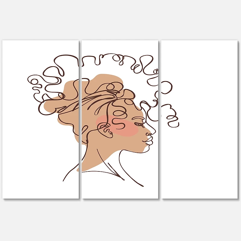 Designart - One Line Portrait of African American Woman I