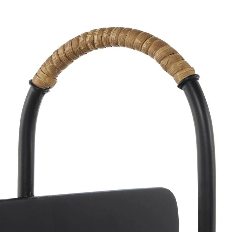15" Black Metal Modern Decorative Magazine Holder with Loop Shaped Handle