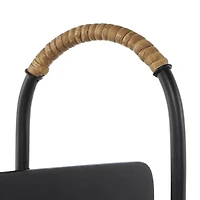15" Black Metal Modern Decorative Magazine Holder with Loop Shaped Handle