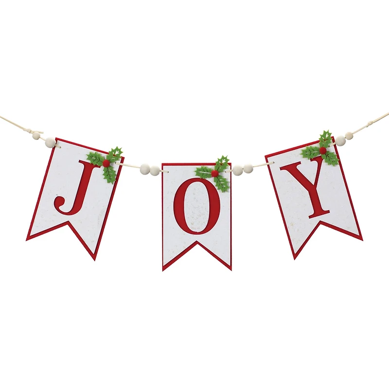 21" Red & White Joy Christmas Decorative Garland