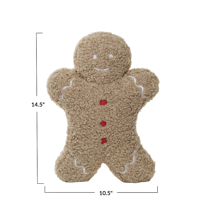 Hello Honey® 14.5" Brown Fabric Bouclé Gingerbread Man Shaped Pillow