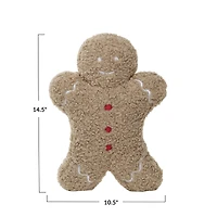 Hello Honey® 14.5" Brown Fabric Bouclé Gingerbread Man Shaped Pillow