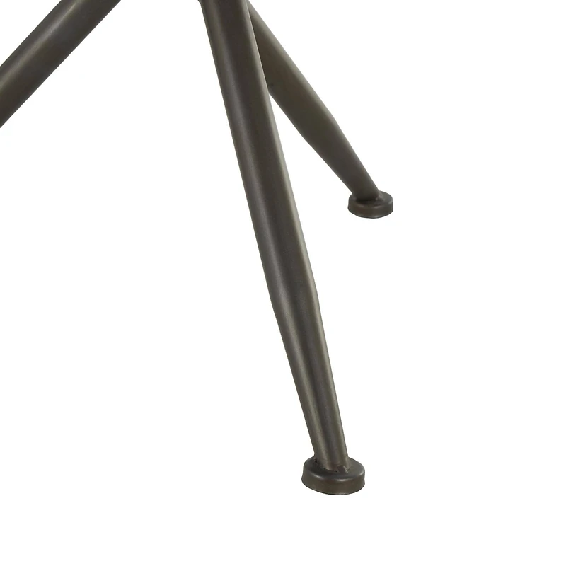 22.25" Brass Metal Round Accent Table with Wooden Framed Glass Tabletop