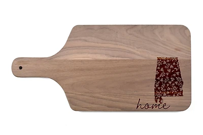 17" Floral Home State Walnut Paddle Cutting Board