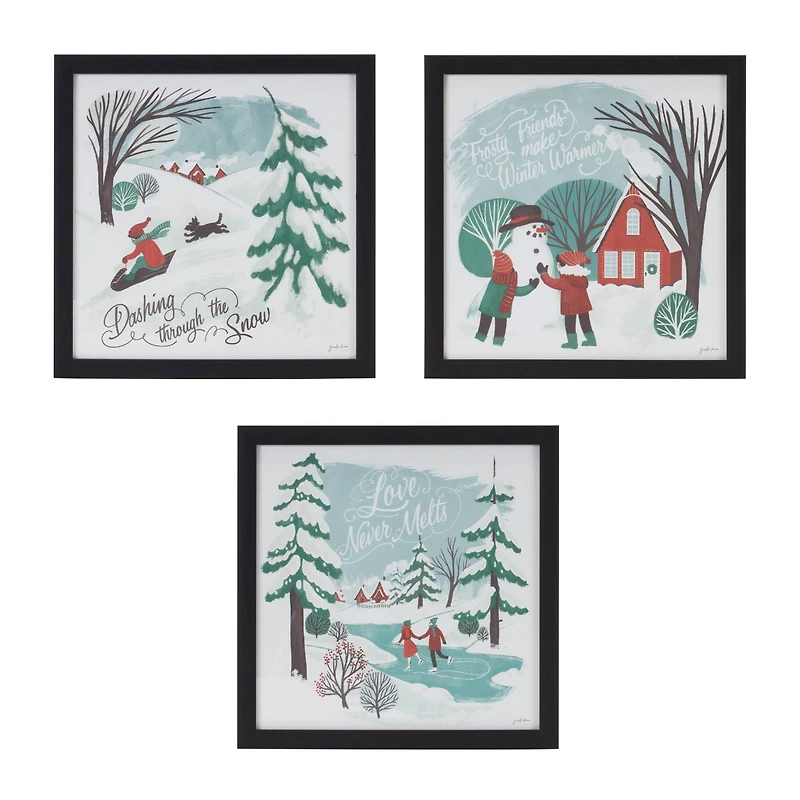 Framed Winter Scene Wall Art Set