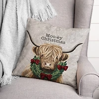 Moo-ey Christmas 18" x 18" Spun Poly Pillow
