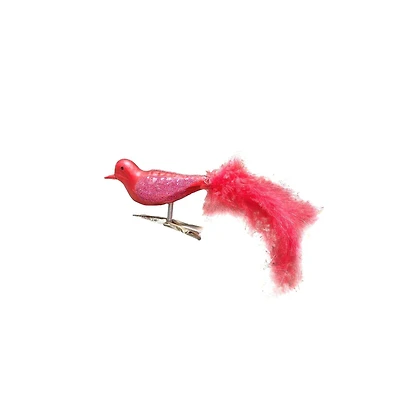 Wizardi 11.81" Feathered Bird Christmas Glass Ornament