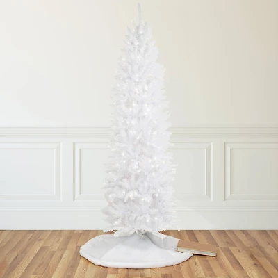 9ft. Pre-Lit Rapids White Pine Pencil Artificial Christmas Tree, Clear Lights