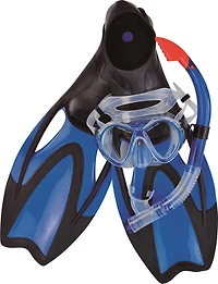 Blue & Black Medium Swim Fins, Snorkel & Goggle Pool Set