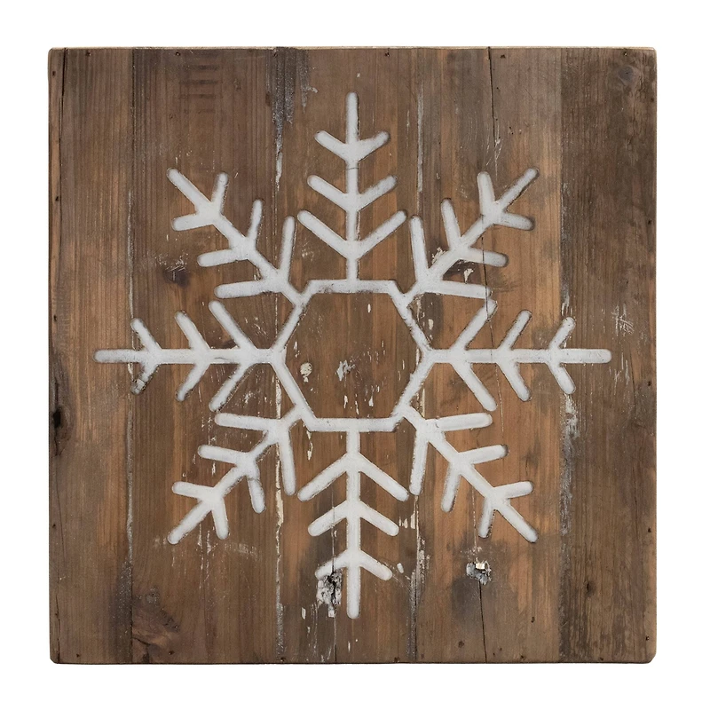 11.75" Distressed Snowflake & Tree Wood Block Set