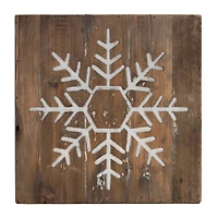 11.75" Distressed Snowflake & Tree Wood Block Set