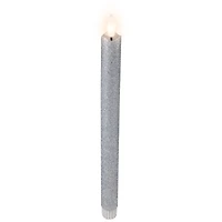 LED Flameless Flickering Taper Glittered Christmas Candles - 11" - Silver - Set 2