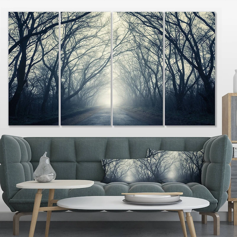 Designart - Dark Autumn Forest in Fog