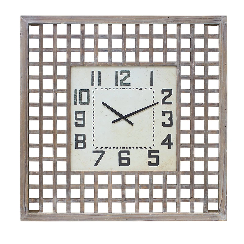 Square Fir Wood Wall Clock