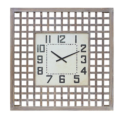 Square Fir Wood Wall Clock