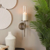 Silver Aluminum Modern Wall Sconce, 6" x 7" x 23"