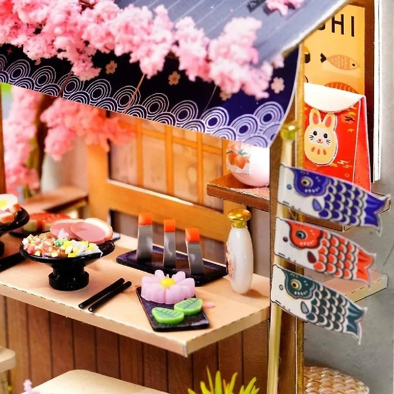 Wizardi Sakura Noodles Shop Miniature Dollhouse Roombox Kit