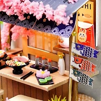 Wizardi Sakura Noodles Shop Miniature Dollhouse Roombox Kit