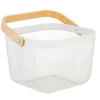 Simplify White Mesh Tote with Bamboo Handle