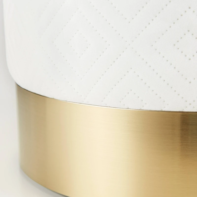 16.5" White Velvet Stool