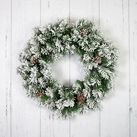 24" Flocked Angel Pine & Pinecones Wreath