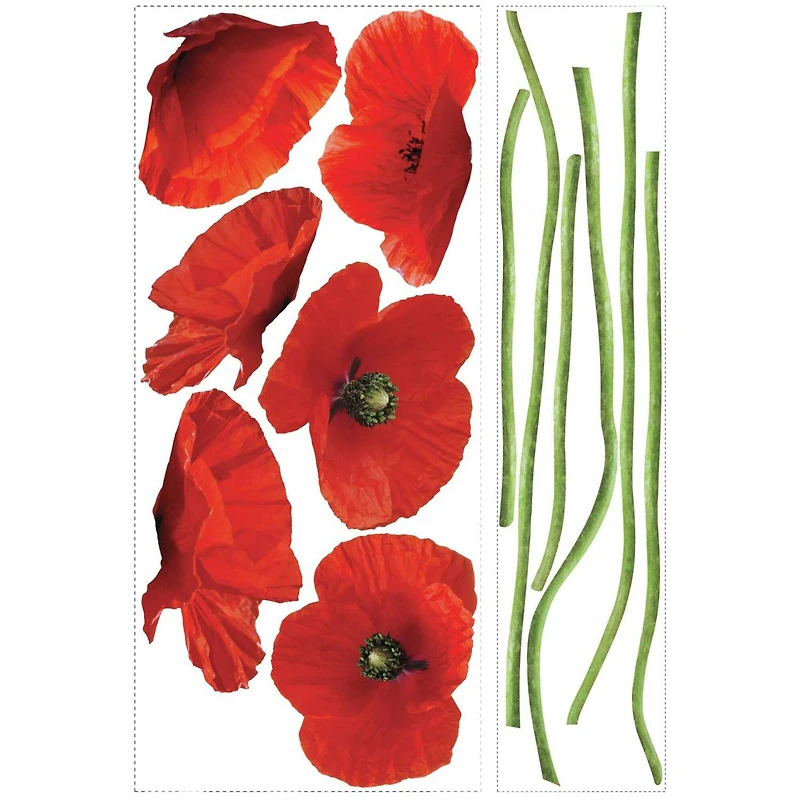 RoomMates Red Poppies At Play Peel & Stick Giant Wall Decals