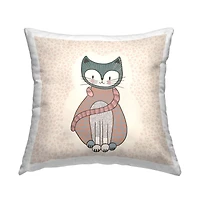 Stupell Industries Whimsical Patterned Cat Smiling Animal Throw Pillow, 18" x 18"