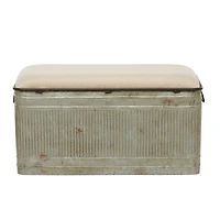 Gray Iron Farmhouse Bench, 19" x 37" x 17"