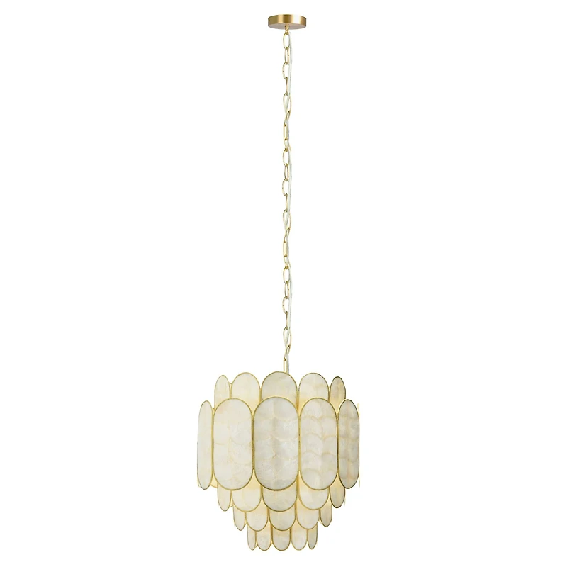 Hello Honey® 17.5" 4-Tier Capiz and Metal Chandelier